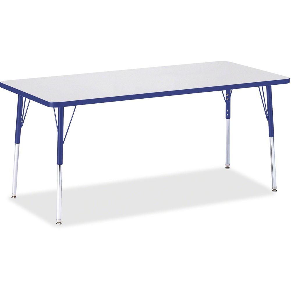 Jonti-Craft Berries Adult Height Color Edge Rectangle Table - Blue Rectangle, Laminated Top - Four Leg Base - 4 Legs - Adjustable Height - 24" to 31" Adjustment - 72" Table Top Length x 30" Table Top . Picture 1