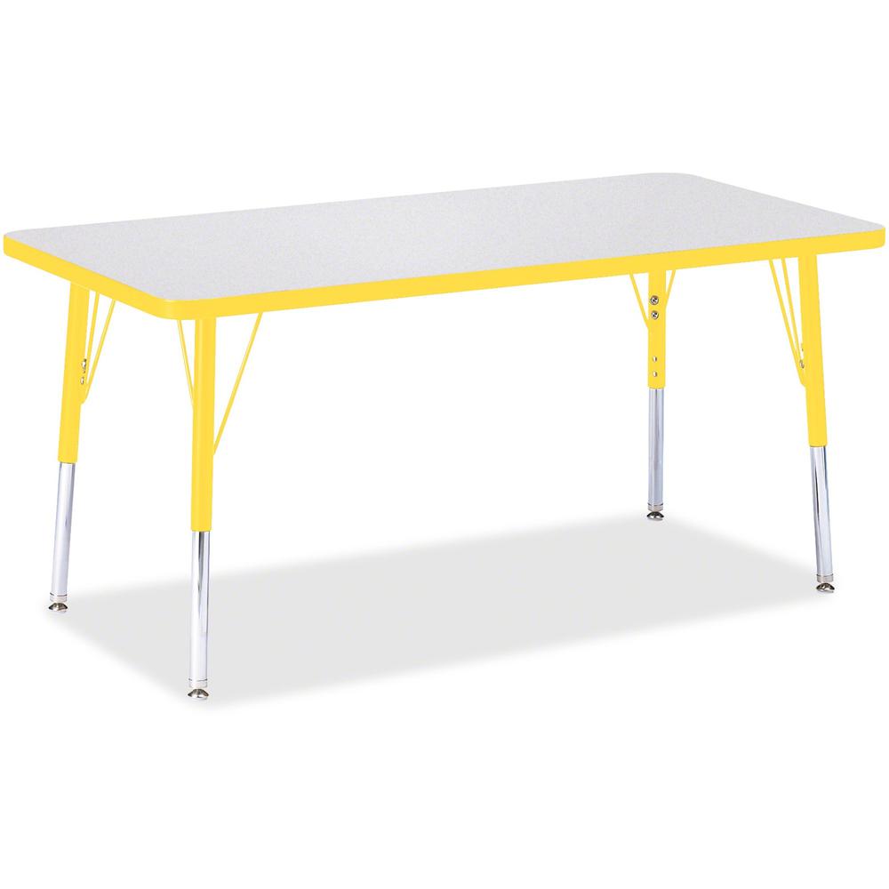 Jonti-Craft Berries Elementary Height Color Edge Rectangle Table - Gray Rectangle Top - Four Leg Base - 4 Legs - Adjustable Height - 15" to 24" Adjustment - 48" Table Top Length x 24" Table Top Width . Picture 1