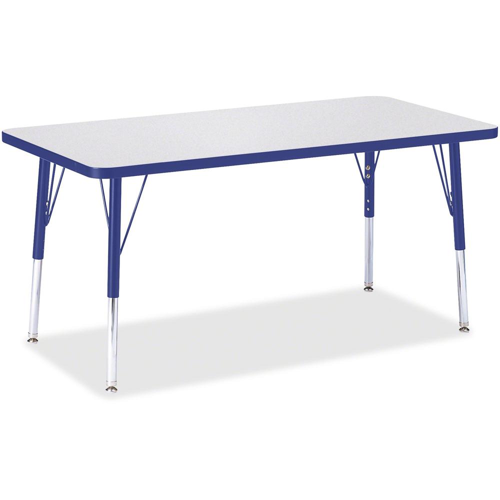 Jonti-Craft Berries Elementary Height Color Edge Rectangle Table - Blue Rectangle Top - Four Leg Base - 4 Legs - Adjustable Height - 15" to 24" Adjustment - 48" Table Top Length x 24" Table Top Width . Picture 1