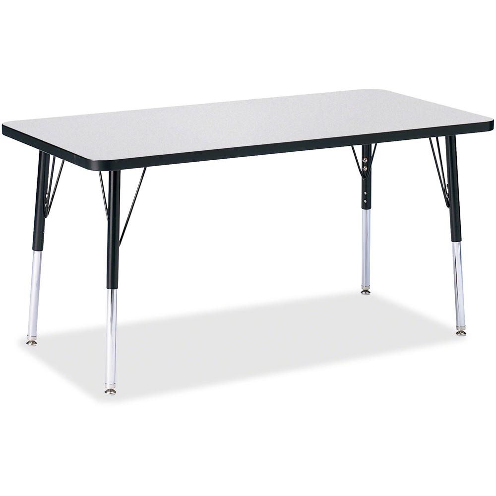 Jonti-Craft Berries Adult Height Color Edge Rectangle Table - Black Rectangle, Laminated Top - Four Leg Base - 4 Legs - Adjustable Height - 24" to 31" Adjustment - 48" Table Top Length x 24" Table Top. Picture 1
