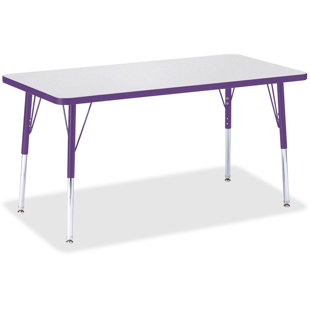 Jonti-Craft Berries Adult Height Color Edge Rectangle Table - Laminated Rectangle, Purple Top - Four Leg Base - 4 Legs - Adjustable Height - 24" to 31" Adjustment - 48" Table Top Length x 24" Table To. Picture 1