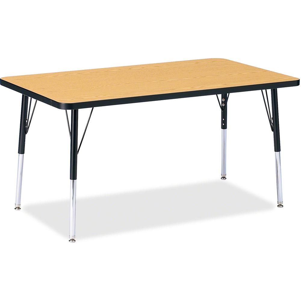 Jonti-Craft Berries Adult Height Color Top Rectangle Table - Black Oak Rectangle, Laminated Top - Four Leg Base - 4 Legs - Adjustable Height - 24" to 31" Adjustment - 48" Table Top Length x 30" Table . Picture 1