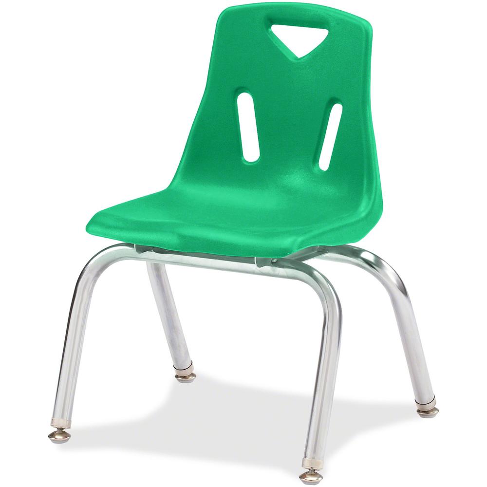 Jonti-Craft Berries Plastic Chairs with Chrome-Plated Legs - Green Polypropylene Seat - Steel Frame - Four-legged Base - Green - 1 Each. Picture 1