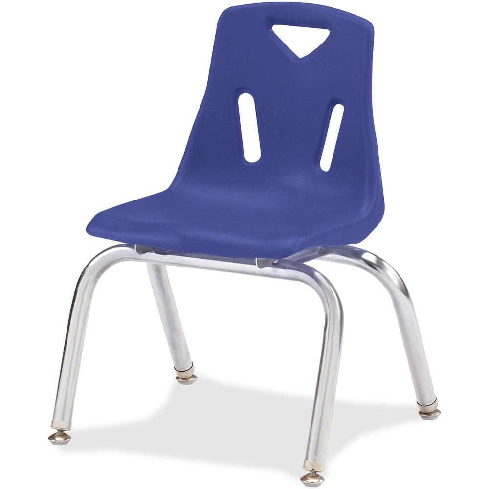 Jonti-Craft Berries Stacking Chair - Blue Polypropylene Seat - Blue Polypropylene Back - Steel Frame - Four-legged Base - 1 Each. Picture 1
