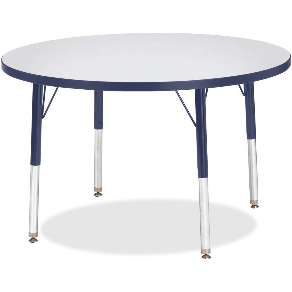Jonti-Craft Berries Elementary Height Color Edge Round Table - Gray Round Top - Four Leg Base - 4 Legs - Adjustable Height - 24" to 31" Adjustment x 1.13" Table Top Thickness x 36" Table Top Diameter . Picture 1