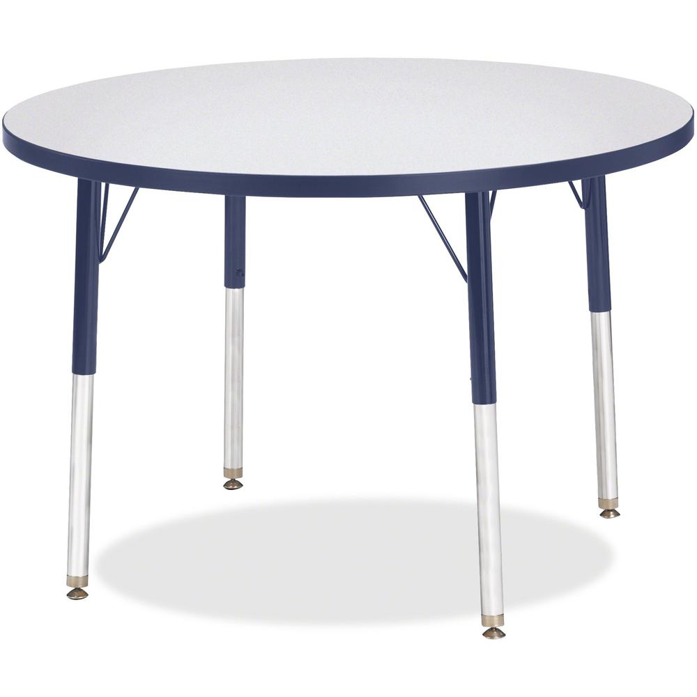Jonti-Craft Berries Adult Height Color Edge Round Table - Laminated Round, Navy Top - Four Leg Base - 4 Legs - Adjustable Height - 24" to 31" Adjustment x 1.13" Table Top Thickness x 36" Table Top Dia. Picture 1