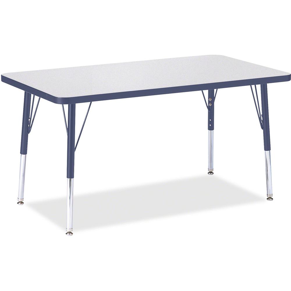 Jonti-Craft Berries Elementary Height Color Top Rectangle Table - Gray Rectangle, Laminated Top - Four Leg Base - 4 Legs - Adjustable Height - 15" to 24" Adjustment - 36" Table Top Length x 24" Table . Picture 1