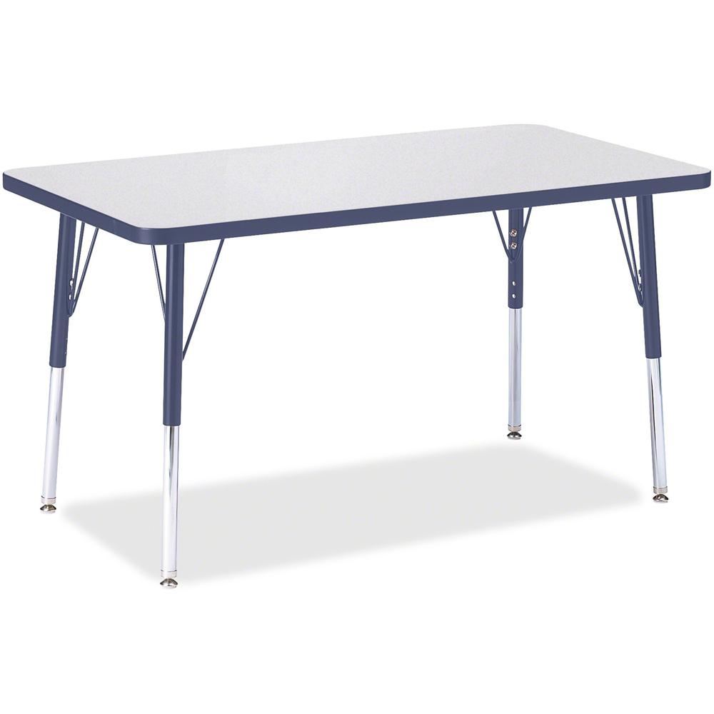 Jonti-Craft Berries Adult Height Color Edge Rectangle Table - Laminated Rectangle, Navy Top - Four Leg Base - 4 Legs - Adjustable Height - 24" to 31" Adjustment - 36" Table Top Length x 24" Table Top . Picture 1