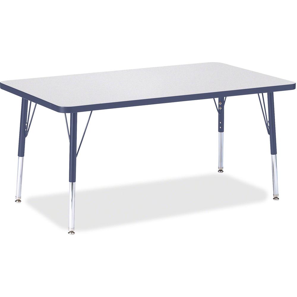 Jonti-Craft Berries Elementary Height Color Edge Rectangle Table - Gray Rectangle Top - Four Leg Base - 4 Legs - 48" Table Top Length x 30" Table Top Width x 1.13" Table Top Thickness - 24" Height - A. The main picture.