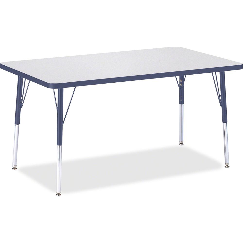 Jonti-Craft Berries Adult Height Color Edge Rectangle Table - Laminated Rectangle, Navy Top - Four Leg Base - 4 Legs - Adjustable Height - 24" to 31" Adjustment - 48" Table Top Length x 30" Table Top . Picture 1