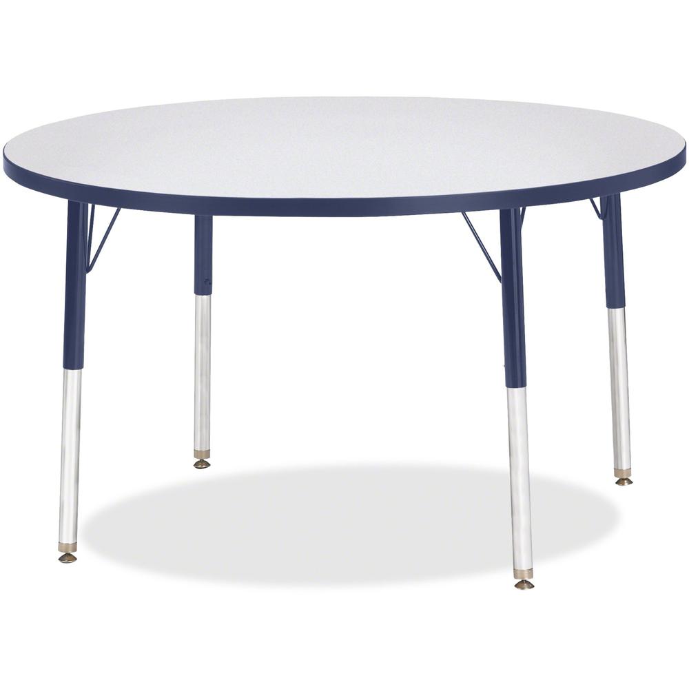 Jonti-Craft Berries Elementary Height Color Edge Round Table - For - Table TopGray Round Top - Four Leg Base - 4 Legs - Adjustable Height - 24" to 31" Adjustment x 1.13" Table Top Thickness x 42" Tabl. Picture 1