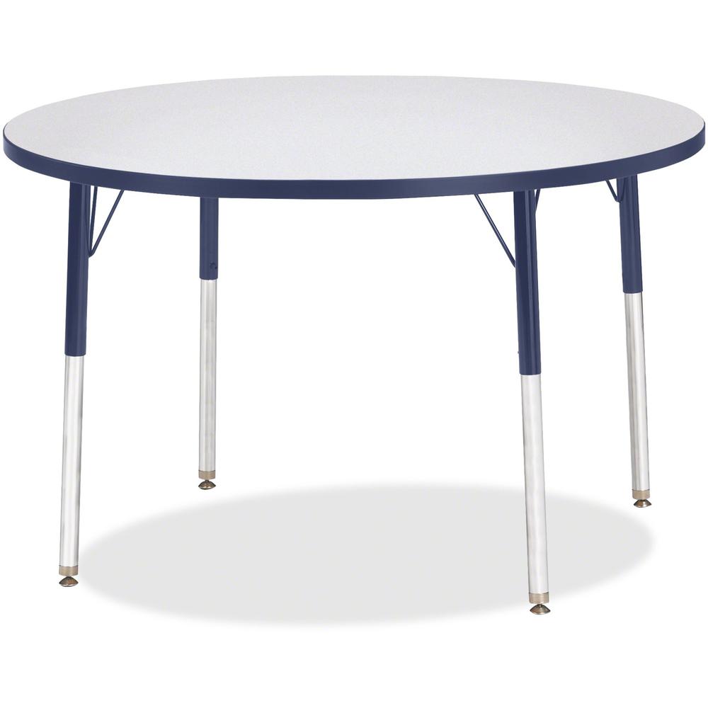 Jonti-Craft Berries Adult Height Color Edge Round Table - Laminated Round, Navy Top - Four Leg Base - 4 Legs - Adjustable Height - 24" to 31" Adjustment x 1.13" Table Top Thickness x 42" Table Top Dia. Picture 1