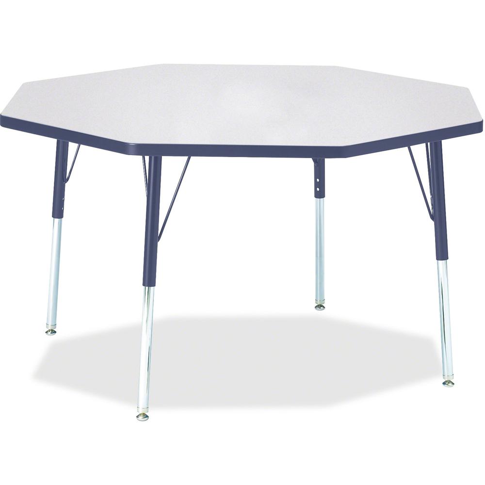 Jonti-Craft Berries Adult Height Color Edge Octagon Table - Laminated Octagonal, Navy Top - Four Leg Base - 4 Legs - Adjustable Height - 24" to 31" Adjustment x 1.13" Table Top Thickness x 48" Table T. Picture 1