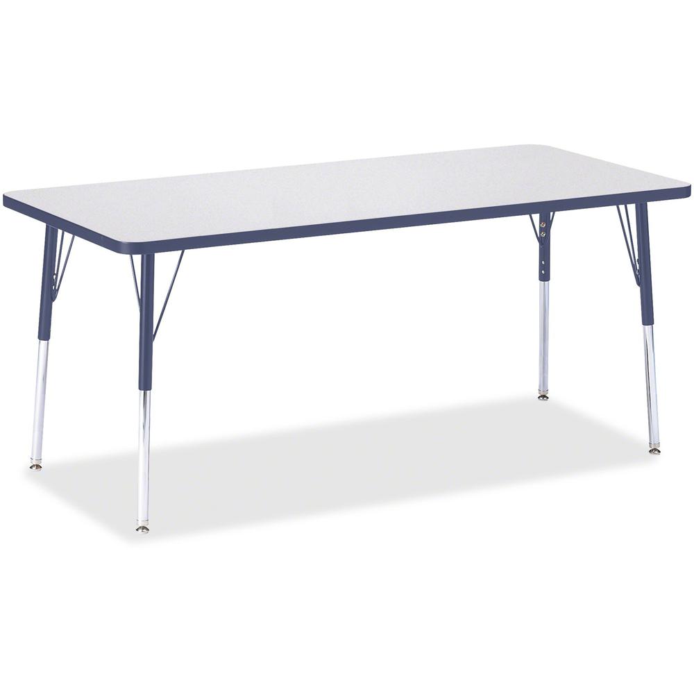 Jonti-Craft Berries Adult Height Color Edge Rectangle Table - Laminated Rectangle, Navy Top - Four Leg Base - 4 Legs - Adjustable Height - 24" to 31" Adjustment - 72" Table Top Length x 30" Table Top . Picture 1