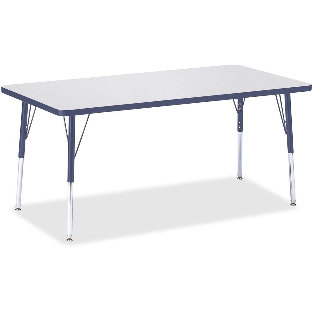 Jonti-Craft Berries Adult Height Color Edge Rectangle Table - Laminated Rectangle, Navy Top - Four Leg Base - 4 Legs - Adjustable Height - 24" to 31" Adjustment - 60" Table Top Length x 30" Table Top . Picture 1