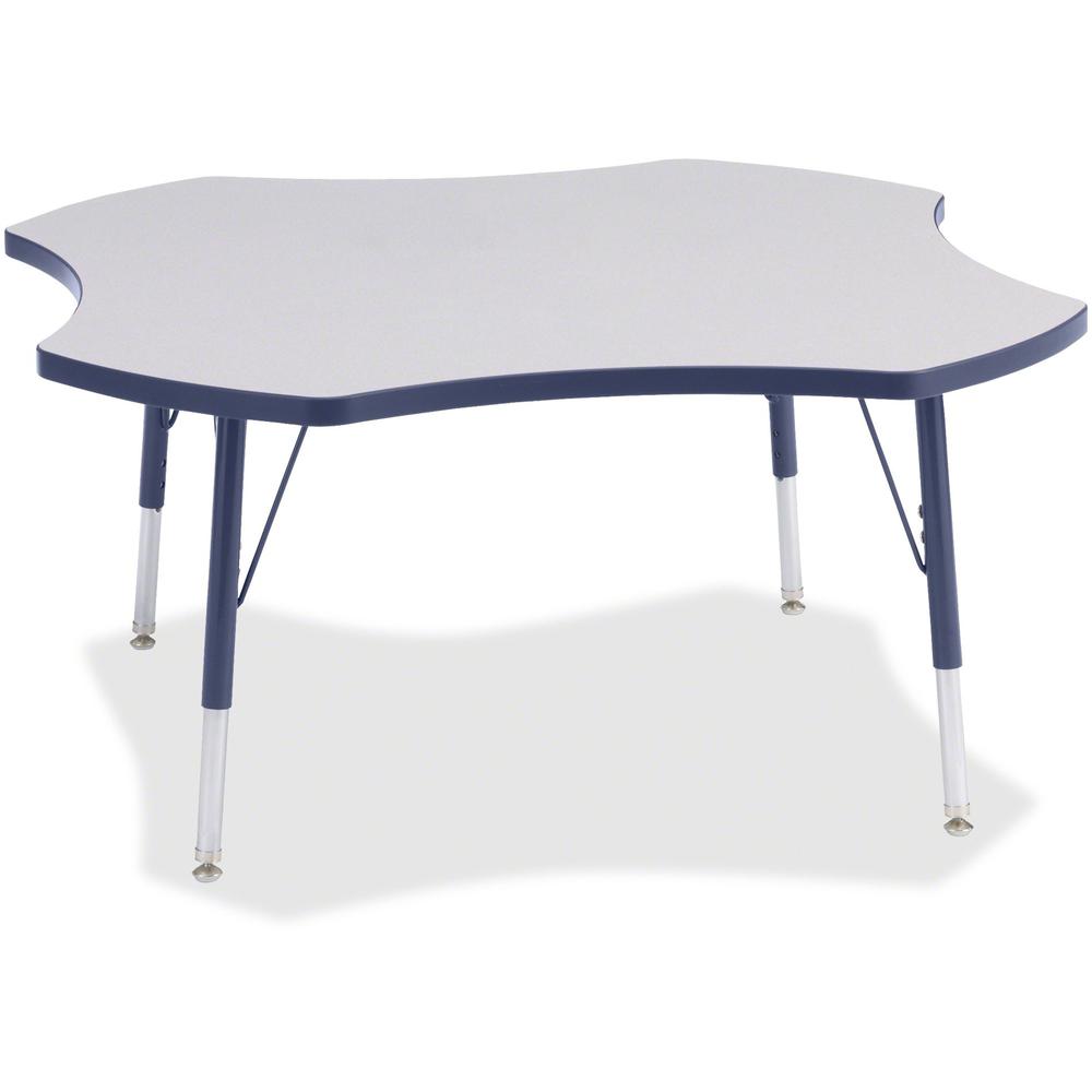 Jonti-Craft Berries Elementary Height Prism Four-Leaf Table - Laminated, Navy Top - Four Leg Base - 4 Legs - Adjustable Height - 15" to 24" Adjustment x 1.13" Table Top Thickness x 48" Table Top Diame. Picture 1