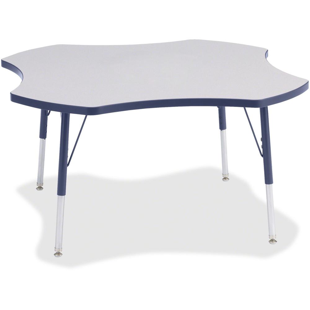 Jonti-Craft Berries Prism Four-Leaf Student Table - Laminated, Navy Top - Four Leg Base - 4 Legs - Adjustable Height - 24" to 31" Adjustment x 1.13" Table Top Thickness x 48" Table Top Diameter - 31" . Picture 1