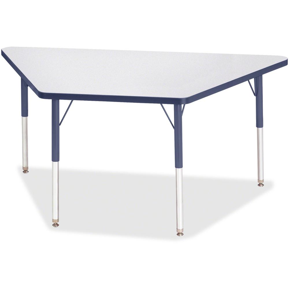 Jonti-Craft Berries Adult-Size Gray Laminate Trapezoid Table - Laminated Trapezoid, Navy Top - Four Leg Base - 4 Legs - 60" Table Top Length x 30" Table Top Width x 1.13" Table Top Thickness - 31" Hei. The main picture.