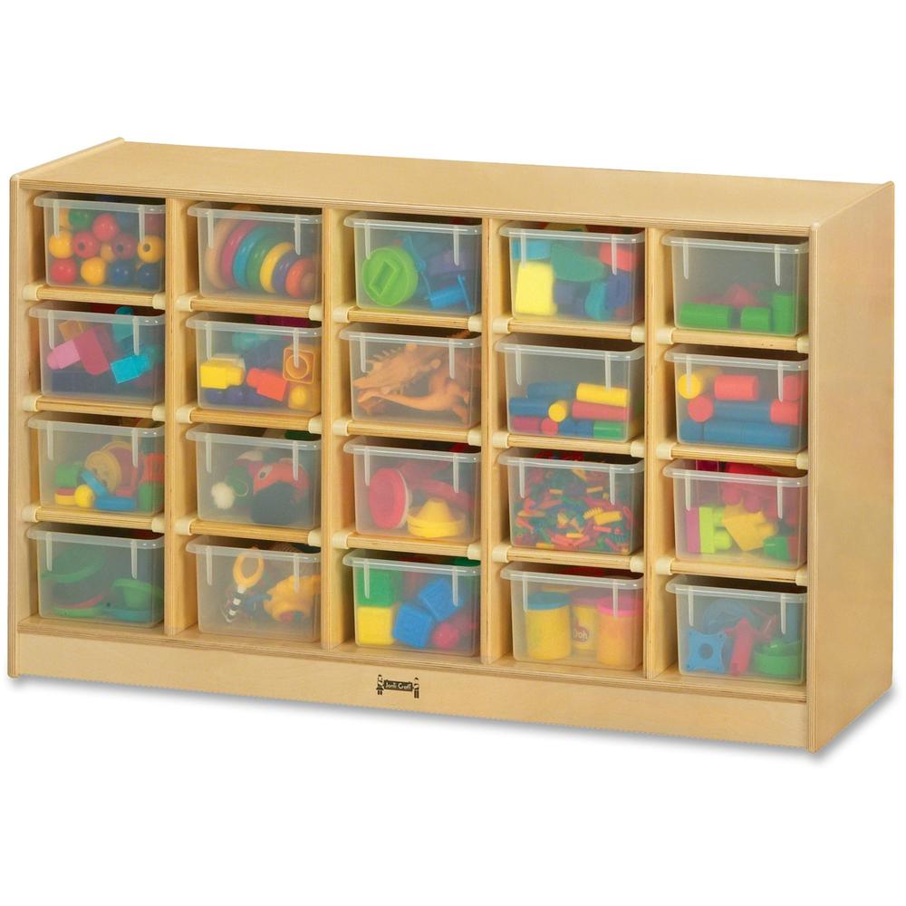 Jonti-Craft Rainbow Accents 20 Cubbie-tray Mobile Storage Unit - 29.5" Height x 48" Width x 15" Depth - Durable - Baltic - Acrylic, Rubber - 1 Each. Picture 1
