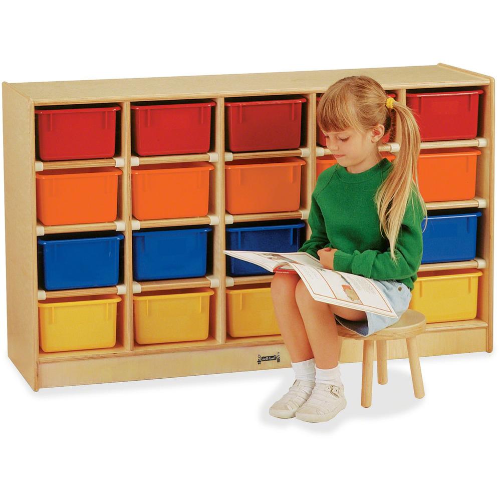 Jonti-Craft Rainbow Accents 20 Cubbie Mobile Storage - 29.5" Height x 48" Width x 15" Depth - Durable, Laminated - Baltic - Acrylic, Rubber - 1 Each. Picture 1