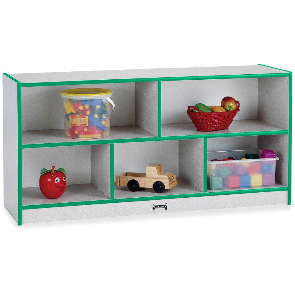 Jonti-Craft Rainbow Accents Low Open Single Storage Shelf - 29.5" Height x 48" Width x 15" Depth - Laminated, Durable - Black - Rubber - 1 Each. Picture 1
