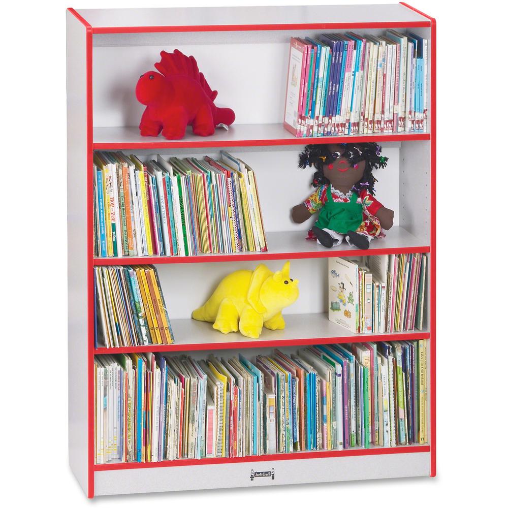 Jonti-Craft Rainbow Accents 48" Bookcase - 48" Height x 36.5" Width x 11.5" Depth - Laminated, Rounded Corner, Chip Resistant, Adjustable Shelf - Red - 1 Each. The main picture.