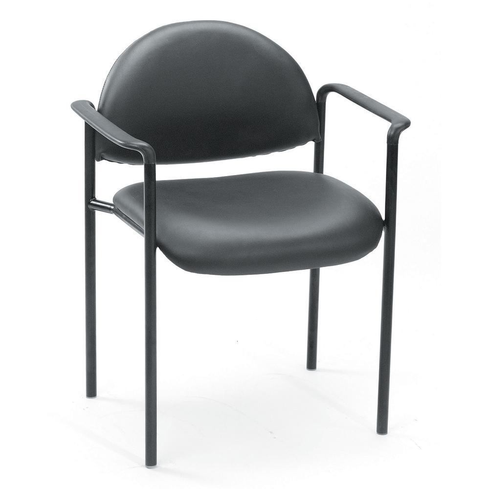 Boss Diamond Stacking Chair with Arm - Black - Fabric. Picture 1