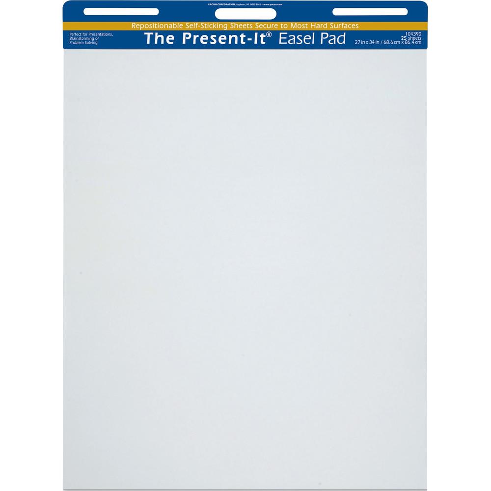 Easel Pad, Self-Adhesive, White, Unruled 27" x 34", 25 Sheets. Picture 1