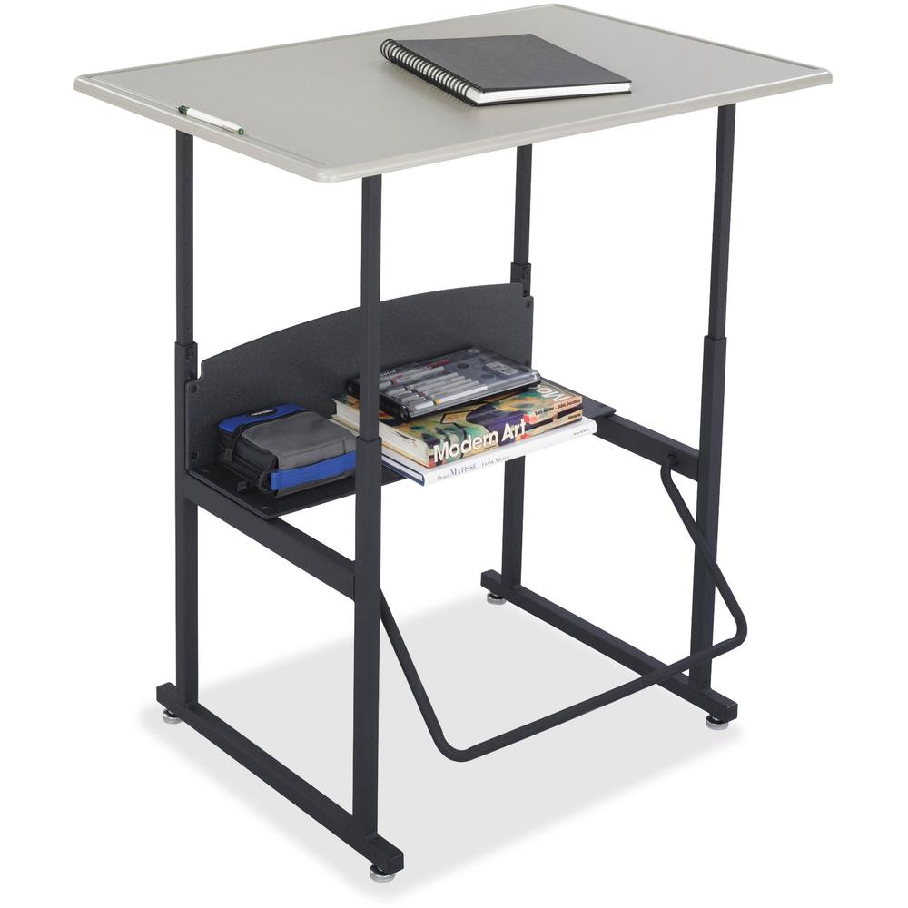 Safco AlphaBetter Adjustable Height Computer Desk - 42" Height x 36" Width x 24" Depth - Assembly Required - Gray. Picture 1