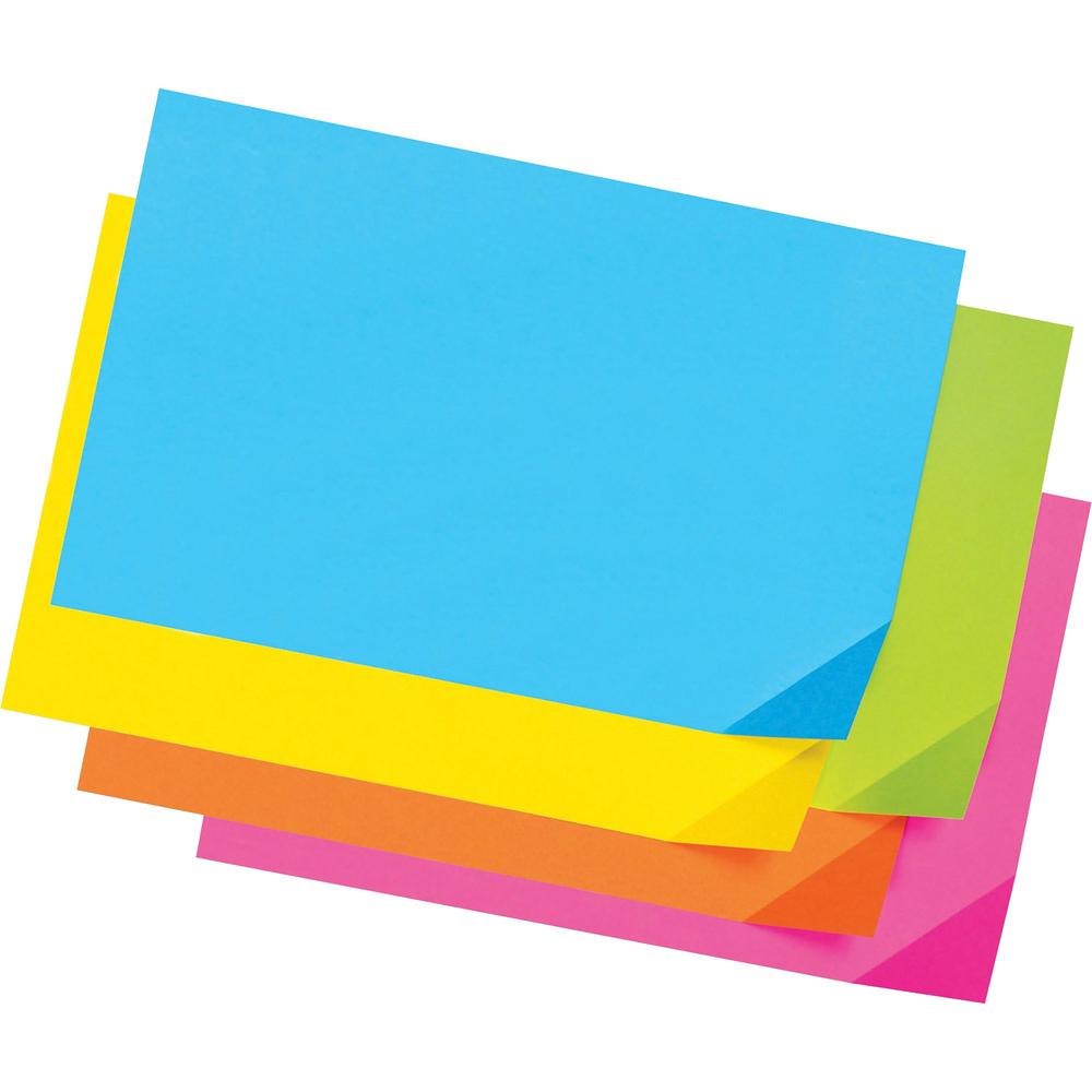 Pacon Super Bright Tagboard - Sign, Poster, Art, ClassRoom Project - 100 Piece(s) - 12"Width x 18"Length - 100 / Pack - Bright Pink, Bright Orange, Bright Lime, Bright Yellow, Bright Blue. The main picture.