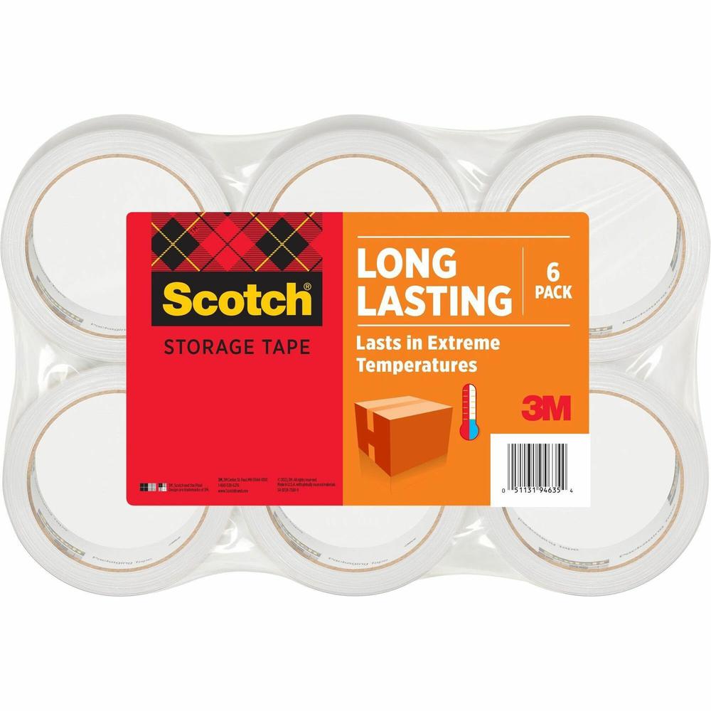 Scotch Long-Lasting Storage/Packaging Tap - 54.60 yd Length x 1.88" Width - 2.4 mil Thickness - 3" Core - Acrylic - Long Lasting, UV Resistant - For Mailing, Shipping, Packing, Label Protection - 6 / . Picture 1