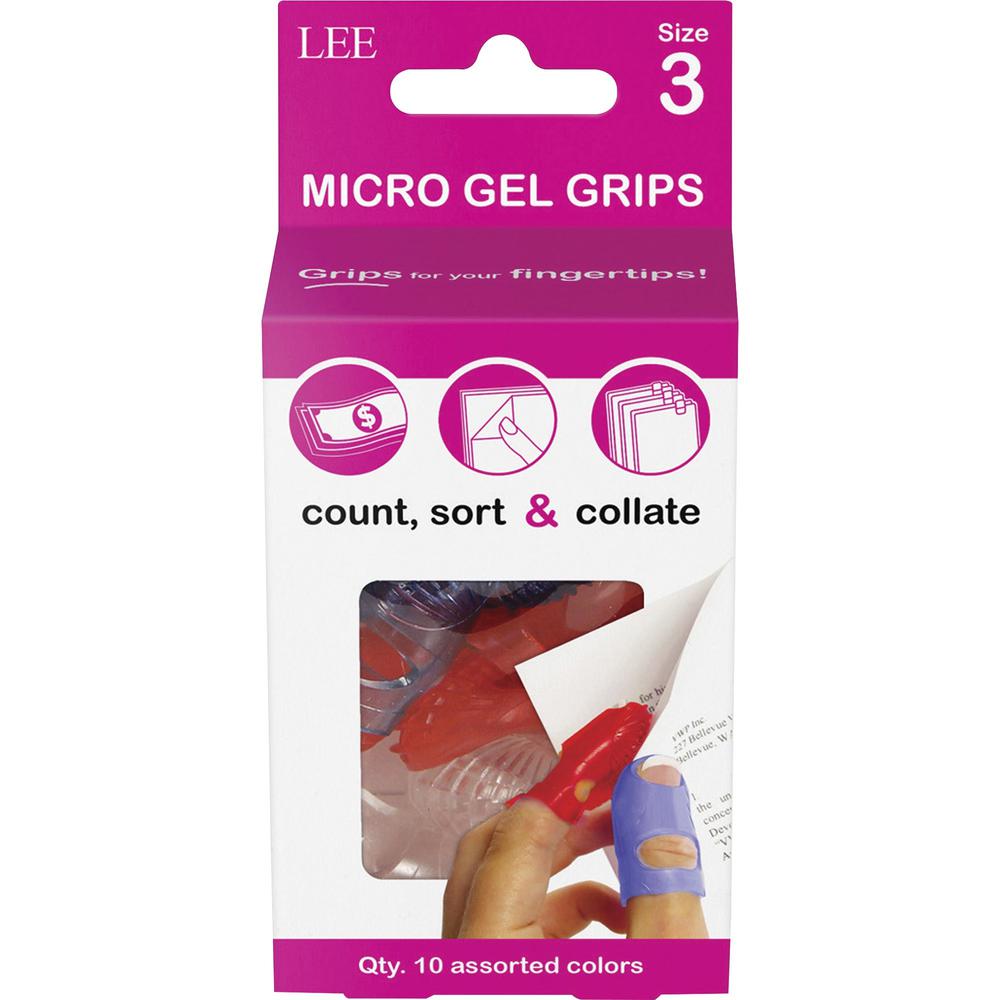 LEE Tippi Micro-Gel Fingertip Grips - #3 with 0.56" Diameter - Extra Small Size - Assorted - 10 / Pack. Picture 1