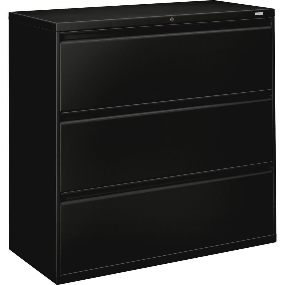 HON Brigade 800 Series Lateral File w/ Drawers - 2" x 18" x 52.5" - 3 x File Drawer(s) - Finish: Black, Baked Enamel. Picture 1
