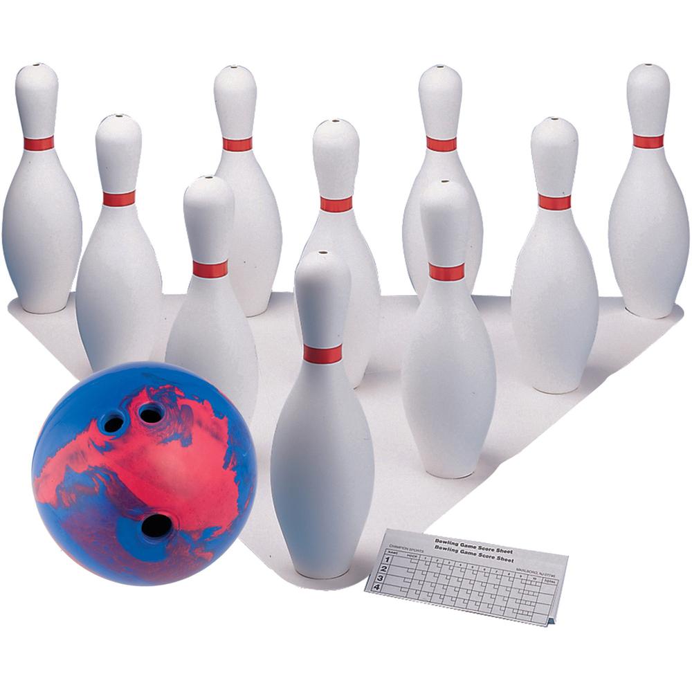 Champion Sports Plastic Bowling Ball & Pin Set - White - Plastic, Rubber - 11 / Set. Picture 1