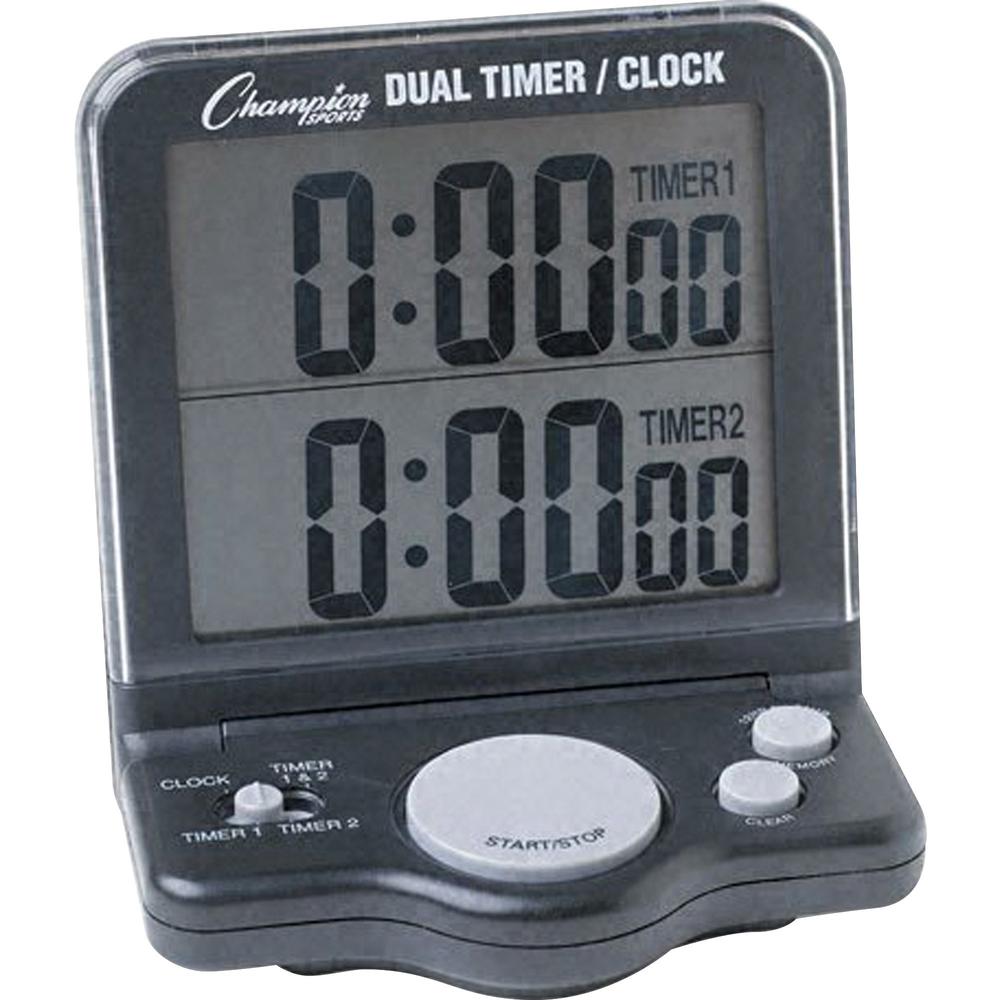 Champion Sports Dual Jumbo Display Timer - 1 Day - Desktop, Wall Mountable - For Sports - Black. Picture 1
