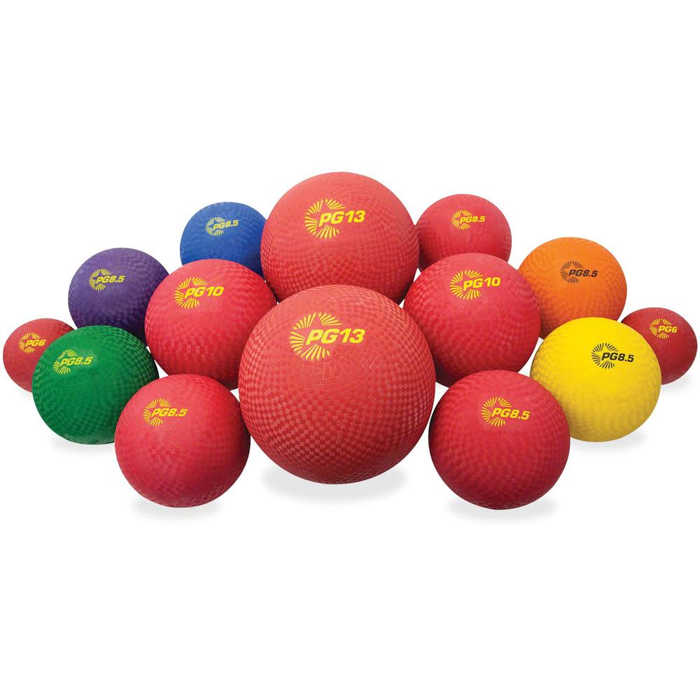 Champion Sports Mixed Playground Ball Set - Assorted, Blue, Red - Nylon, Rubber - 14 / Set. Picture 1