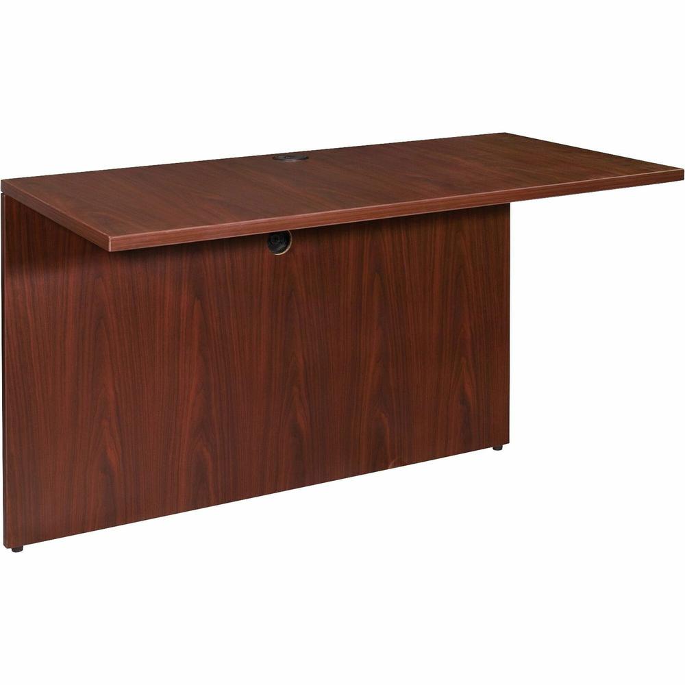 Lorell Essentials Series Bridge - 41.6" x 23.6" x 1" x 29.5" - Finish: Laminate, Mahogany - Grommet, Modesty Panel, Cord Management, Durable - For Office. Picture 1