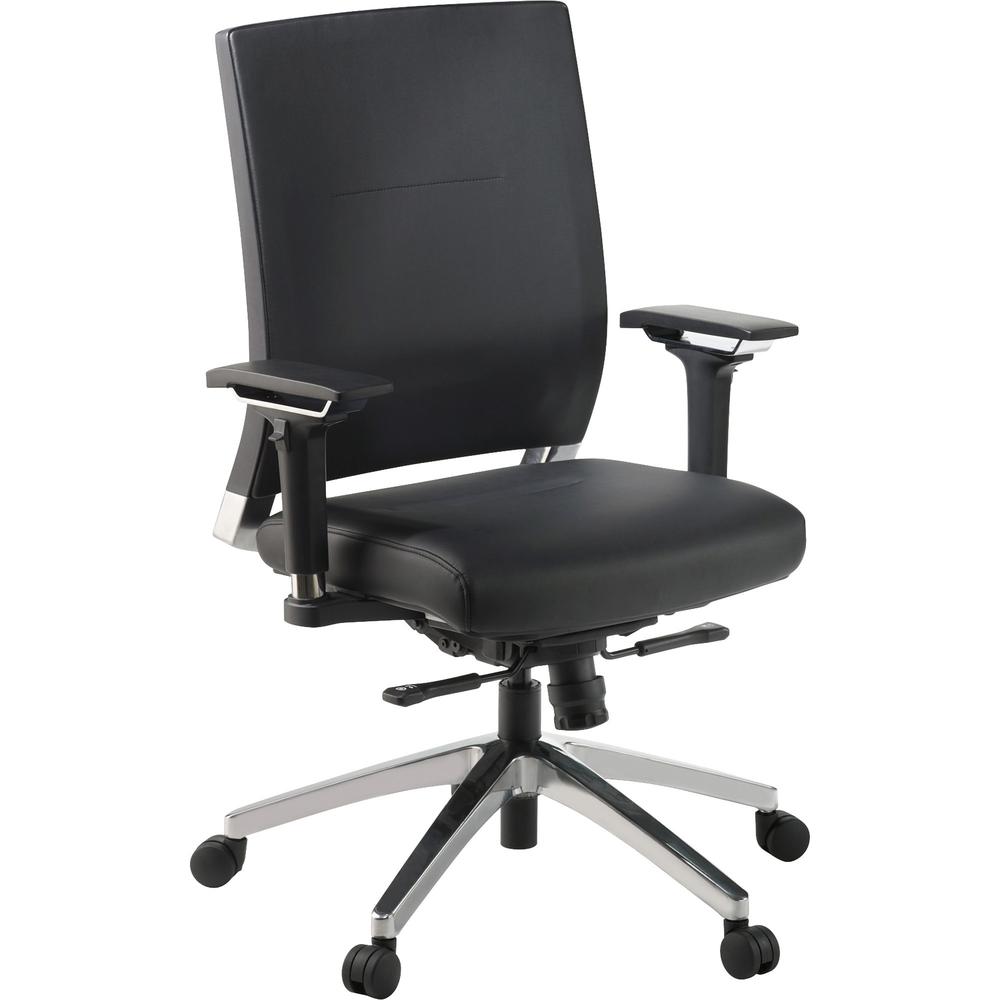 Lorell Lower Back Swivel Executive Chair - Black Leather Seat - 5-star Base - Black - 1 Each. Picture 1