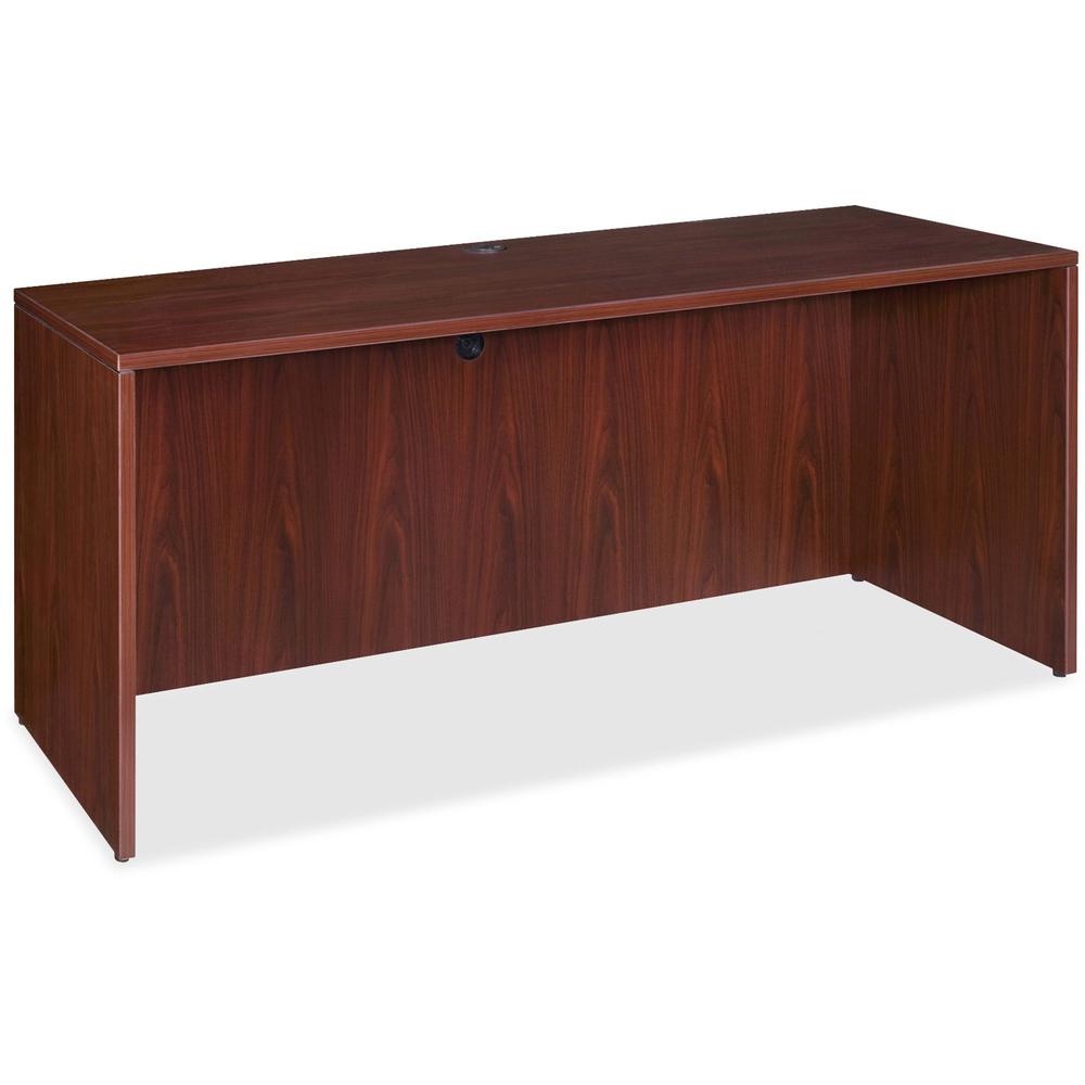 Lorell Essentials Series Credenza Shell - 70.9" x 23.6" x 1" x 29.5" - Finish: Laminate, Mahogany - Grommet, Durable, Adjustable Feet. Picture 1