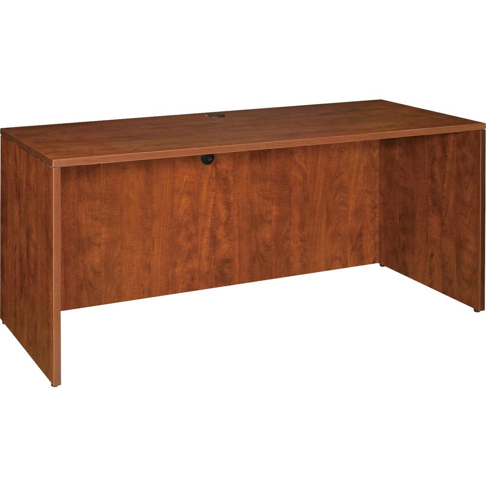 Lorell Essentials Series Credenza Shell - 70.9" x 23.6" x 29.5" - Finish: Cherry, Laminate - Grommet. Picture 1