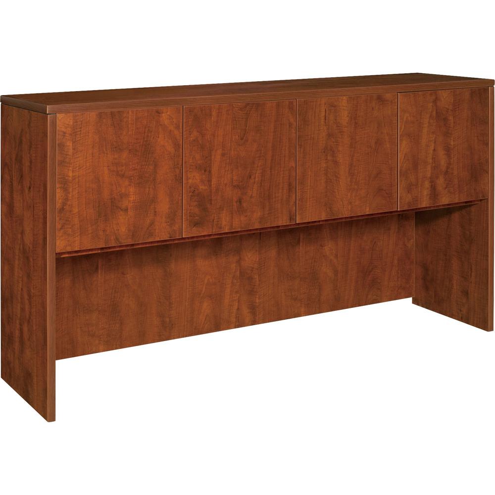 Lorell Essentials Hutch with Doors - 66.1" x 14.8" x 36" - Finish: Cherry, Laminate. Picture 1