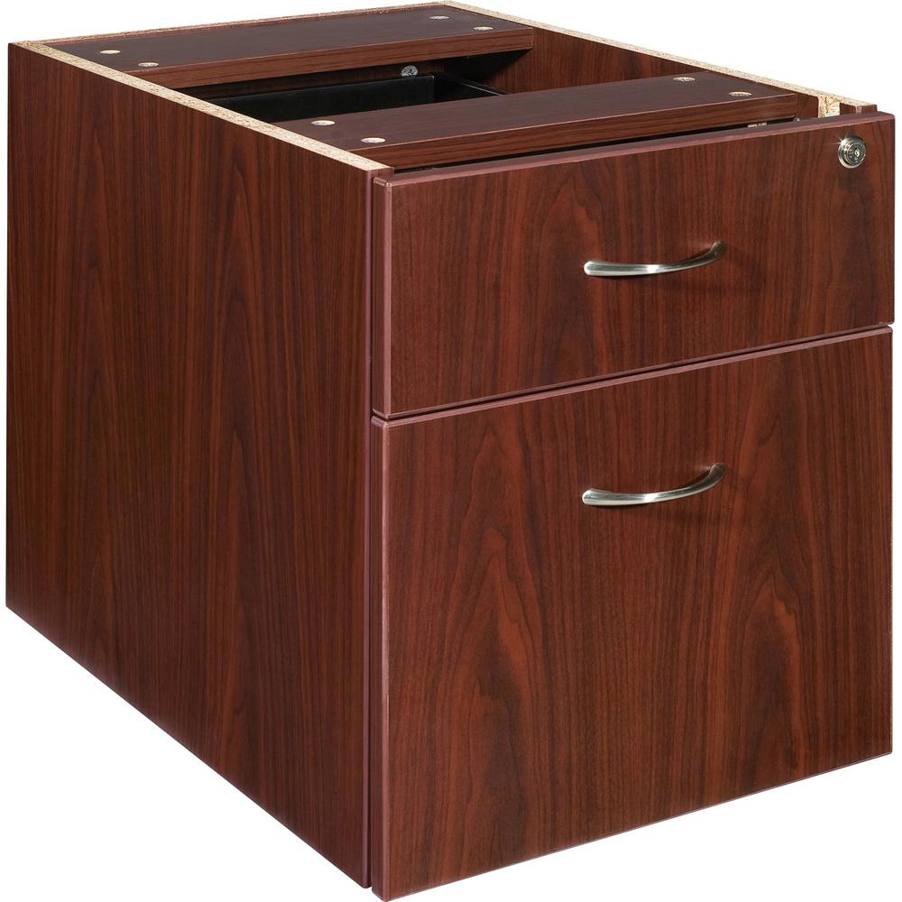 Lorell Essentials Series Box/File Hanging File Cabinet - 15.5" x 21.9" x 18.9" - 2 x Box, File Drawer(s) - Double Pedestal - Finish: Laminate, Mahogany - Ball-bearing Suspension, Lockable Drawer, Adju. Picture 1