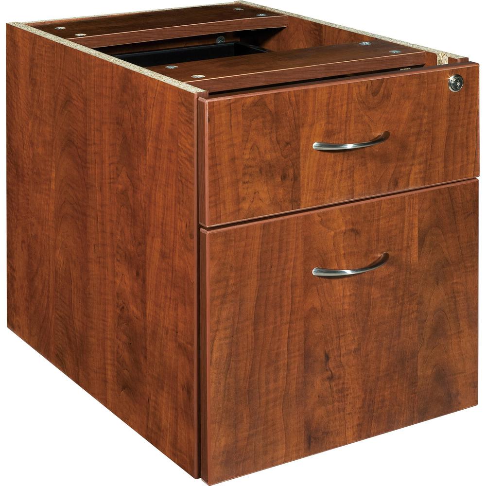 Lorell Essentials Pedestal - 2-Drawer - 15.5" x 21.9" x 18.9" - 2 x Box Drawer(s), File Drawer(s) - Double Pedestal - Finish: Cherry, Laminate. The main picture.