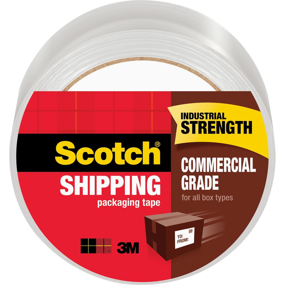 Scotch Commercial-Grade Shipping/Packaging Tape - 54.60 yd Length x 1.88" Width - 3.1 mil Thickness - 3" Core - Synthetic Rubber Resin - 3.10 mil - Polypropylene Backing - Split Resistant - For Sealin. Picture 1