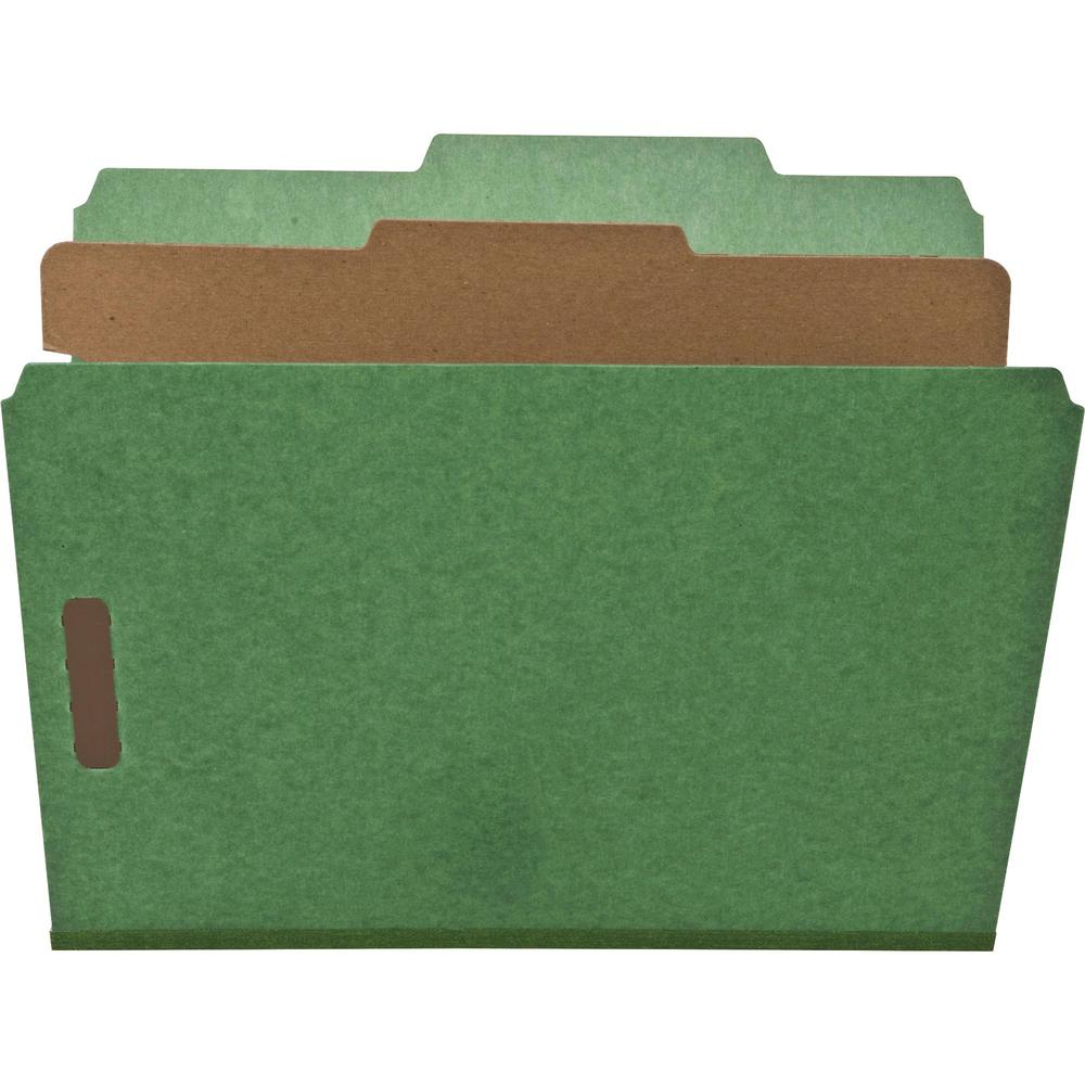 Nature Saver Letter Recycled Classification Folder - 8 1/2" x 11" - 2" Fastener Capacity for Folder - Top Tab Location - 1 Divider(s) - Green - 100% Recycled - 10 / Box. Picture 1