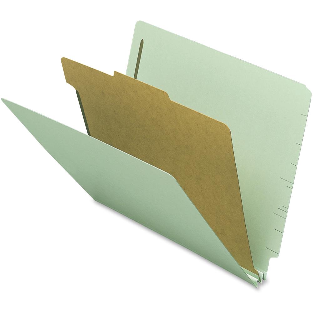 Nature Saver Letter Recycled Classification Folder - 8 1/2" x 11" - 2 Fastener(s) - 2" Fastener Capacity for Folder - 1 Divider(s) - Gray/Green - 100% Recycled - 10 / Box. Picture 1