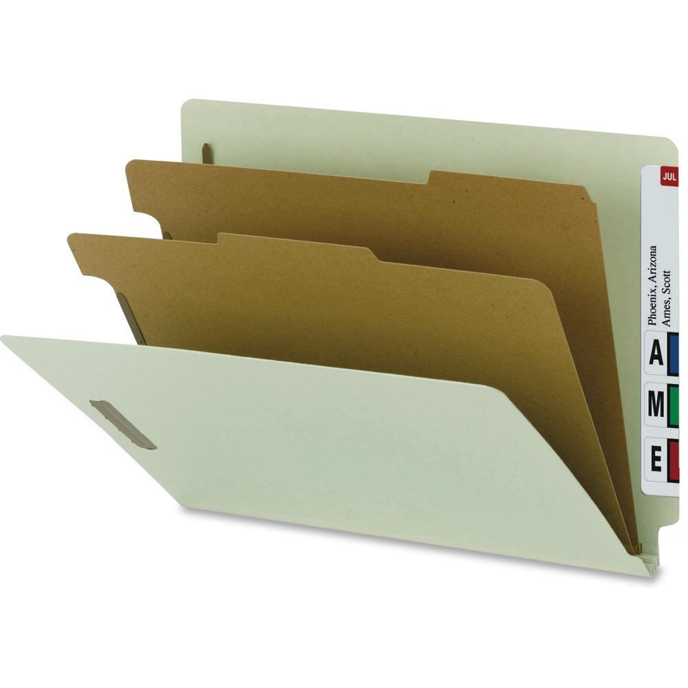 Nature Saver Letter Recycled Classification Folder - 8 1/2" x 11" - 2 Fastener(s) - 2" Fastener Capacity for Folder - 2 Divider(s) - Gray - 100% Recycled - 10 / Box. Picture 1