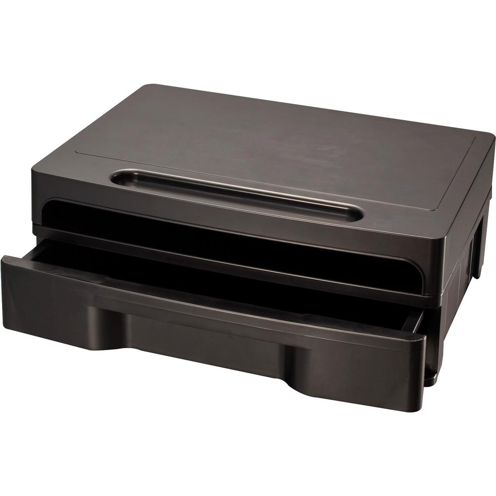 Officemate Monitor Stand with Drawer - 13.1" Width - Black. Picture 1