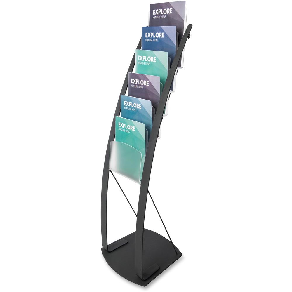 Deflecto Contemporary Floor Display - 6 Compartment(s) - Compartment Size 1.45" - 49" Height x 13" Width x 16.5" DepthFloor - Black - Metal - 1 Each. Picture 1