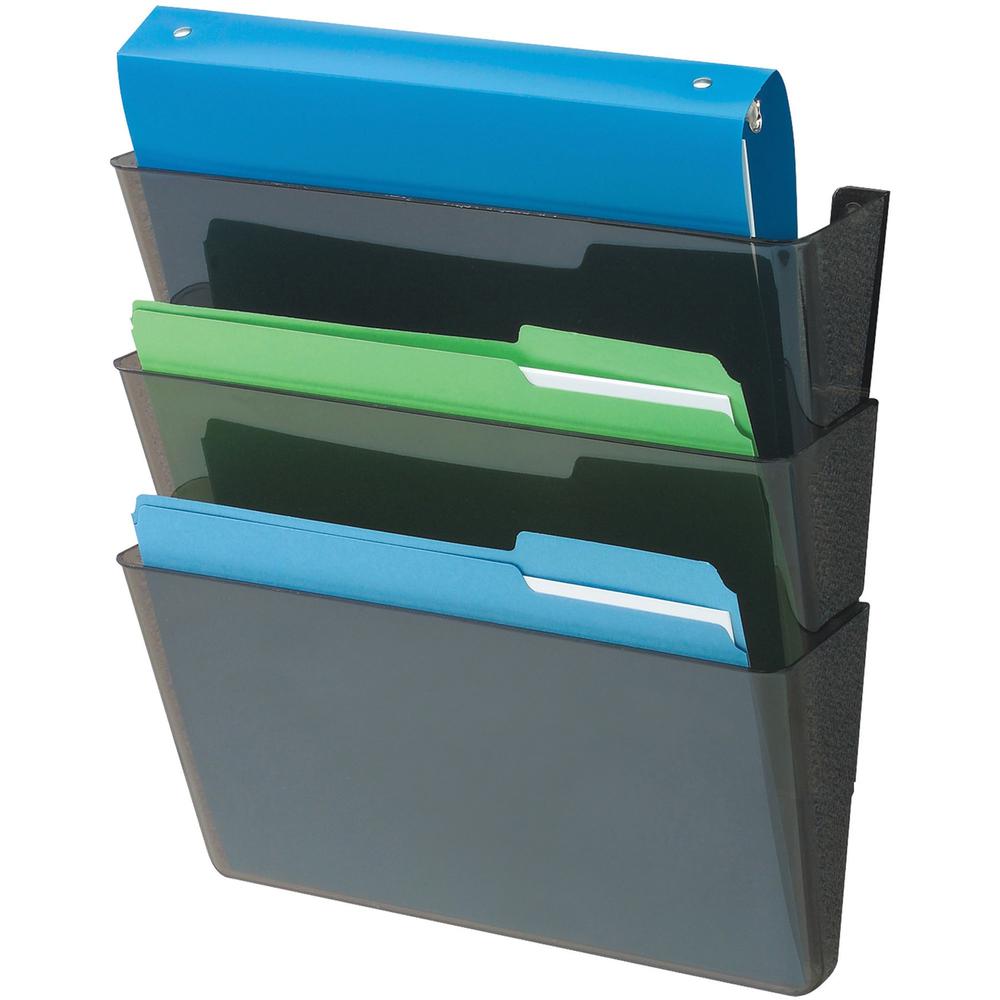 Deflecto EZ Link DocuPocket - 3 Pocket(s) - 7" Height x 13" Width x 4" Depth - Stackable - 50% Recycled - Black - Plastic - 3 / Set. Picture 1